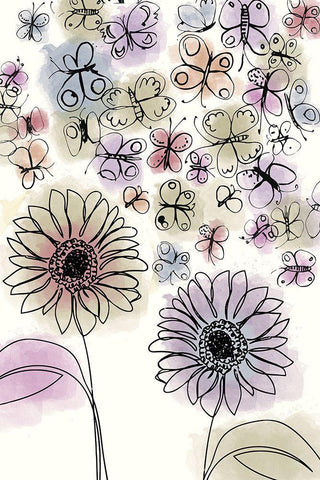 Butterfly Dance White Modern Wood Framed Art Print with Double Matting by Sommers, Mindy