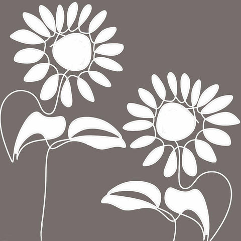 Daisettes White Modern Wood Framed Art Print with Double Matting by Sommers, Mindy