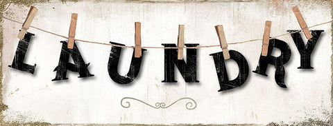 Laundry Black Ornate Wood Framed Art Print with Double Matting by Sommers, Mindy