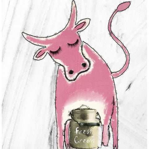 Pink Cow White Modern Wood Framed Art Print by Sommers, Mindy