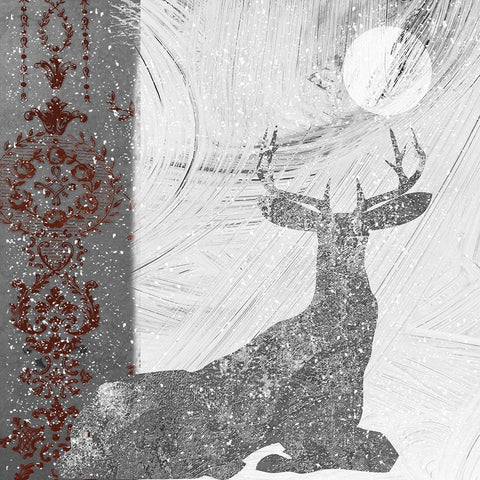 Silver Deer White Modern Wood Framed Art Print with Double Matting by Sommers, Mindy