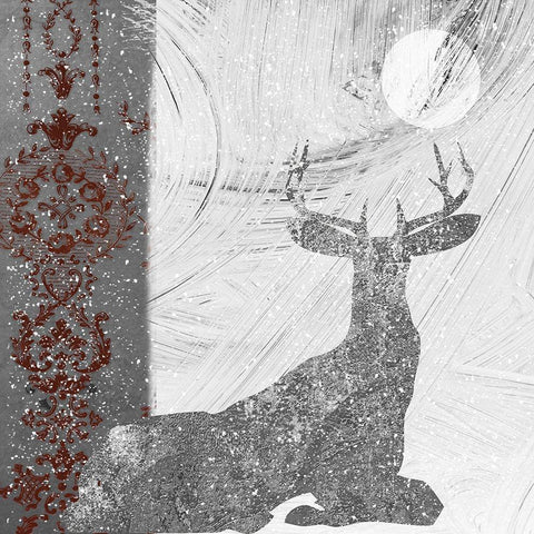 Silver Deer Black Modern Wood Framed Art Print with Double Matting by Sommers, Mindy
