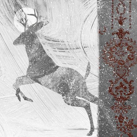Silver Deer II White Modern Wood Framed Art Print by Sommers, Mindy