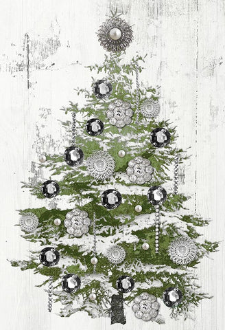 Jeweled Christmas White Modern Wood Framed Art Print with Double Matting by Sommers, Mindy