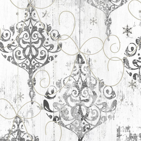 Damask Christmas Black Modern Wood Framed Art Print by Sommers, Mindy