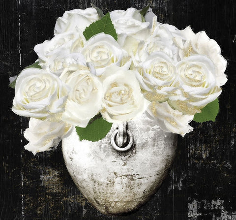 December Roses Black Ornate Wood Framed Art Print with Double Matting by Sommers, Mindy