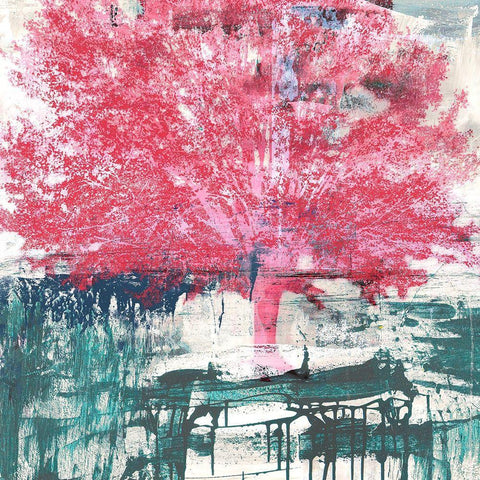 Gesture of a Tree White Modern Wood Framed Art Print with Double Matting by Alex, Blanco