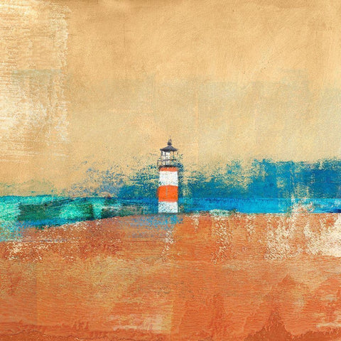 Lighthouse Black Modern Wood Framed Art Print with Double Matting by Alex, Blanco