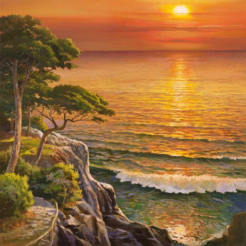 Tramonto sul Mediterraneo White Modern Wood Framed Art Print by Galasso, Adriano