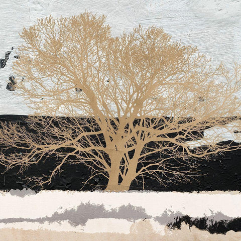 Golden Tree (detail) White Modern Wood Framed Art Print by Alessio, Aprile