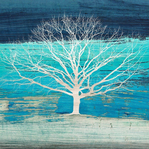 Treescape 3 (Azure, detail) White Modern Wood Framed Art Print by Alessio, Aprile