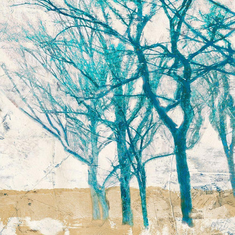 Turquoise Trees II Black Ornate Wood Framed Art Print with Double Matting by Alessio, Aprile