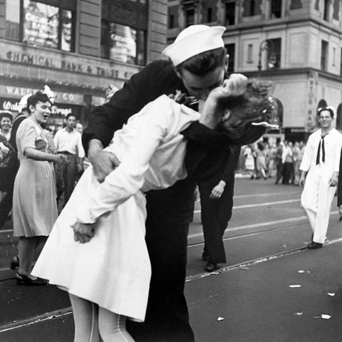 Kissing the War Goodbye in Times Square 1945 Gold Ornate Wood Framed Art Print with Double Matting by Jorgensen, Victor