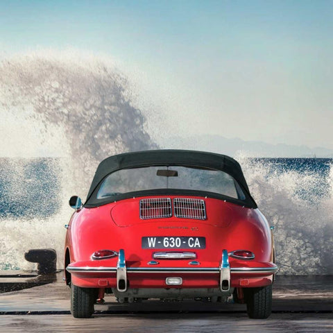Ocean Waves breaking on Vintage Beauties (detail 1) White Modern Wood Framed Art Print with Double Matting by Gasoline Images