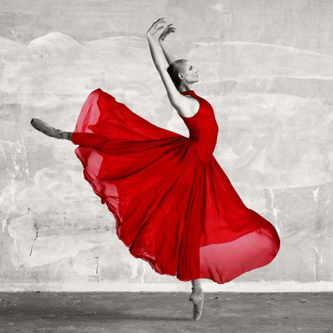 Ballerina in Red (detail) Black Modern Wood Framed Art Print with Double Matting by Haute Photo Collection