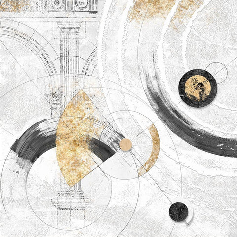 Orbite stellari White Modern Wood Framed Art Print with Double Matting by Armenti, Arturo