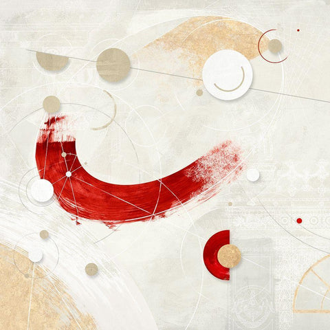 Galassia no 3 - Rosso White Modern Wood Framed Art Print with Double Matting by Armenti, Arturo