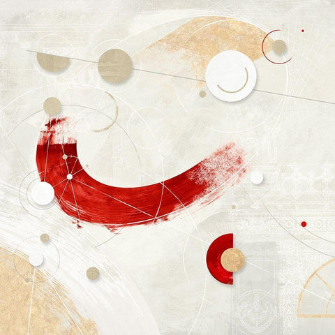 Galassia no 3 - Rosso Gold Ornate Wood Framed Art Print with Double Matting by Armenti, Arturo