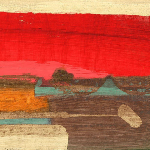 Moon Rising from the Crimson Sky II White Modern Wood Framed Art Print with Double Matting by Leonardo, Bacci