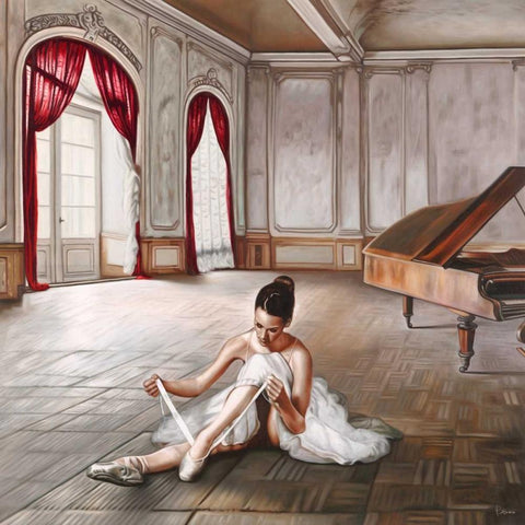 Preparing for dance White Modern Wood Framed Art Print with Double Matting by Benson, Pierre