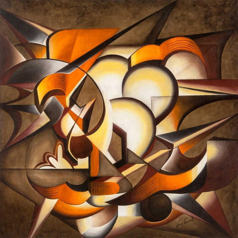 Dark Explosion Gold Ornate Wood Framed Art Print with Double Matting by Ceccarelli, Laura