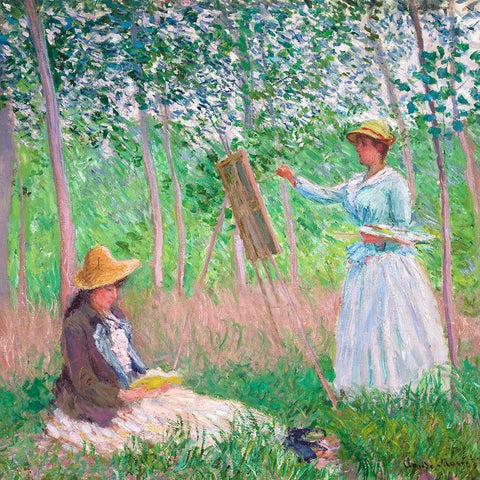 In the Woods at Giverny White Modern Wood Framed Art Print by Monet, Claude