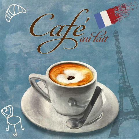 Cafe au lait White Modern Wood Framed Art Print by Teller, Skip