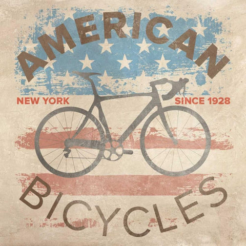 American Bikes White Modern Wood Framed Art Print with Double Matting by Teller, Skip