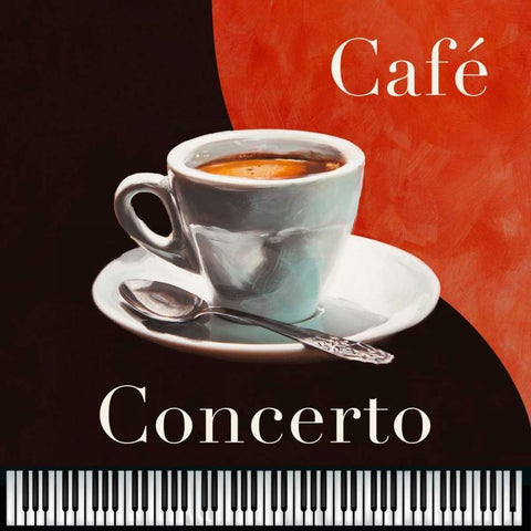 Cafe Concerto White Modern Wood Framed Art Print by Teller, Skip