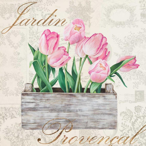 Jardin Provencal Black Modern Wood Framed Art Print with Double Matting by Dellal, Remy