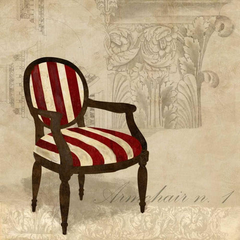 Armchair n. 1 Gold Ornate Wood Framed Art Print with Double Matting by Dellal, Remy