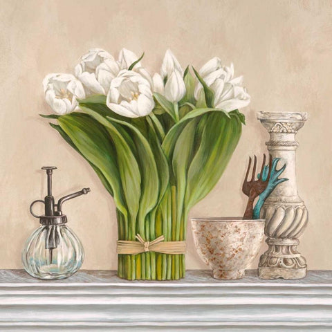 Memoires du jardin II White Modern Wood Framed Art Print by Dellal, Remy