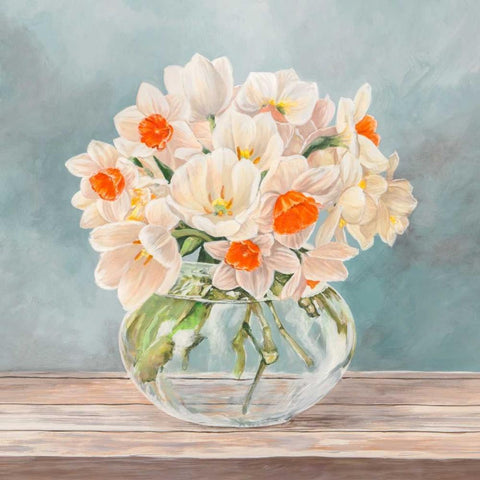 Fleurs et Vases Aquamarine II Black Modern Wood Framed Art Print by Dellal, Remy