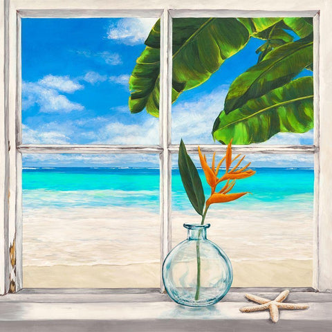 Horizon tropical lI Black Modern Wood Framed Art Print with Double Matting by Dellal, Remy