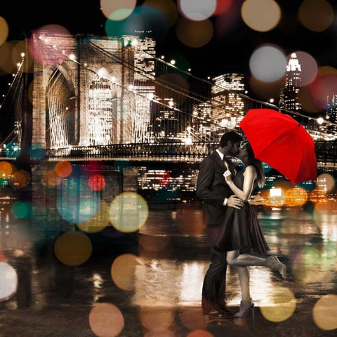 A Kiss in the Night- detail Black Modern Wood Framed Art Print with Double Matting by Loumer, Dianne