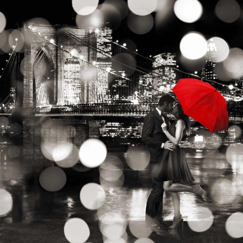 A Kiss in the Night- detail (BW) White Modern Wood Framed Art Print by Loumer, Dianne