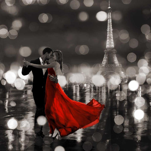 Midnight in Paris (BW) Black Modern Wood Framed Art Print with Double Matting by Loumer, Dianne