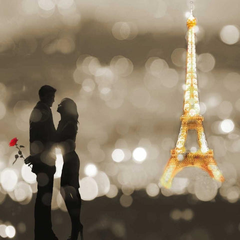 A Date in Paris (BW, detail) Black Modern Wood Framed Art Print with Double Matting by Loumer, Dianne