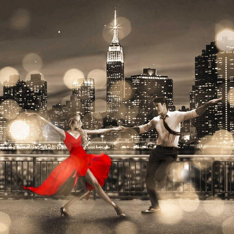 Dancin in the Moonlight (BW, detail) White Modern Wood Framed Art Print with Double Matting by Loumer, Dianne