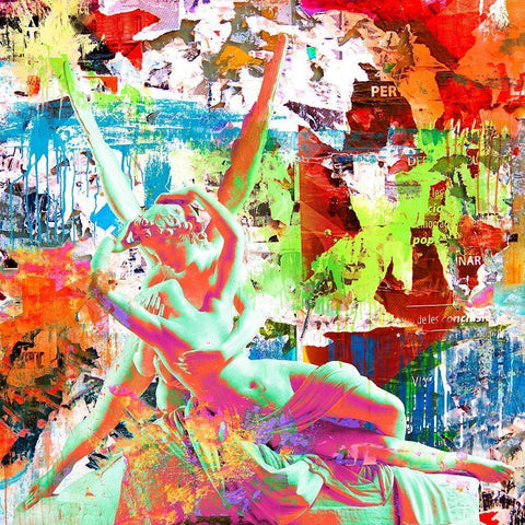 Cupid and Psyche (detail) Black Modern Wood Framed Art Print with Double Matting by Eric, Chestier