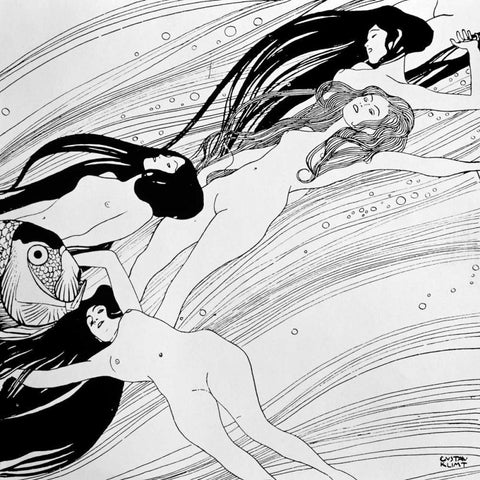 Untitled Black Modern Wood Framed Art Print with Double Matting by Klimt, Gustav