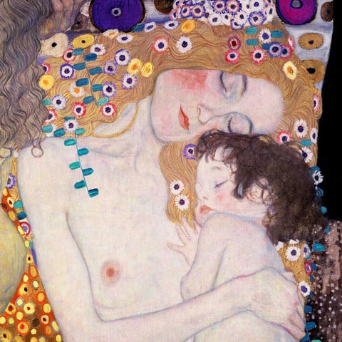 Le Tre eta della donna Black Modern Wood Framed Art Print with Double Matting by Klimt, Gustav