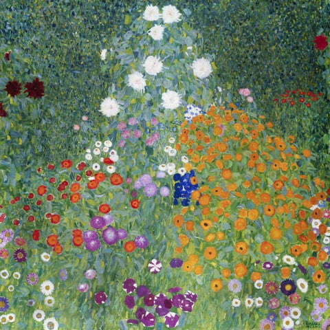 Farmers Garden White Modern Wood Framed Art Print with Double Matting by Klimt, Gustav