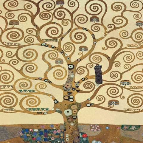 The Tree of Life II White Modern Wood Framed Art Print with Double Matting by Klimt, Gustav