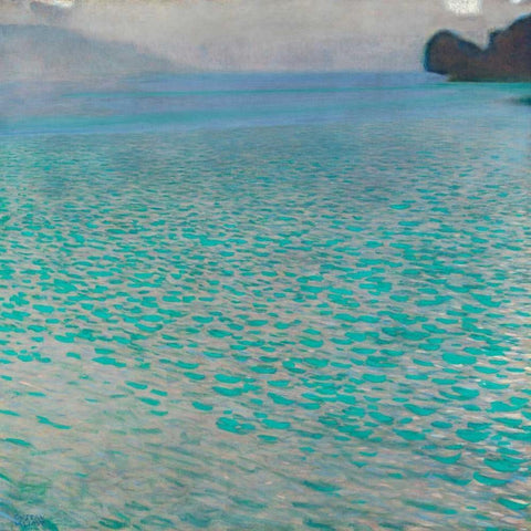 Attersee Black Modern Wood Framed Art Print with Double Matting by Klimt, Gustav