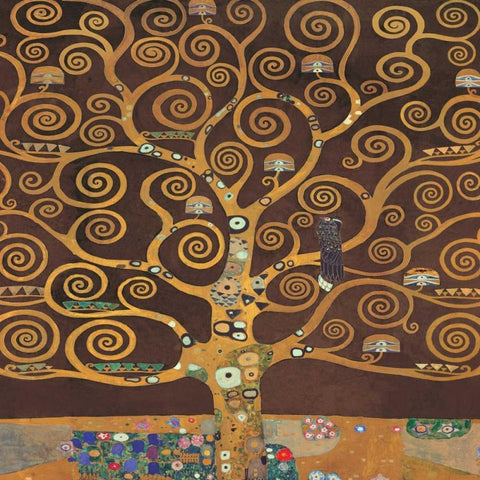 Tree of Life-Brown II Gold Ornate Wood Framed Art Print with Double Matting by Klimt, Gustav