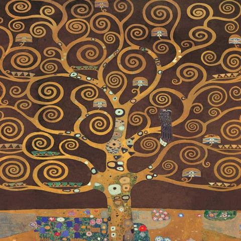 Tree of Life-Brown II White Modern Wood Framed Art Print with Double Matting by Klimt, Gustav