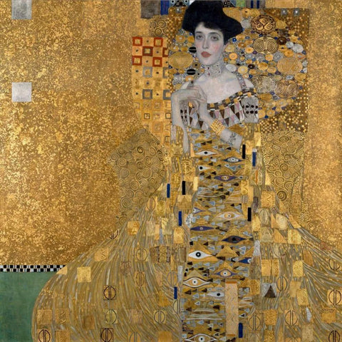 Portrait of Adele Bloch-Bauer Gold Ornate Wood Framed Art Print with Double Matting by Klimt, Gustav