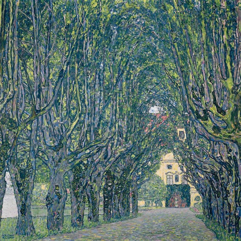 Allee im Park von Schloss Kammer Black Modern Wood Framed Art Print with Double Matting by Klimt, Gustav