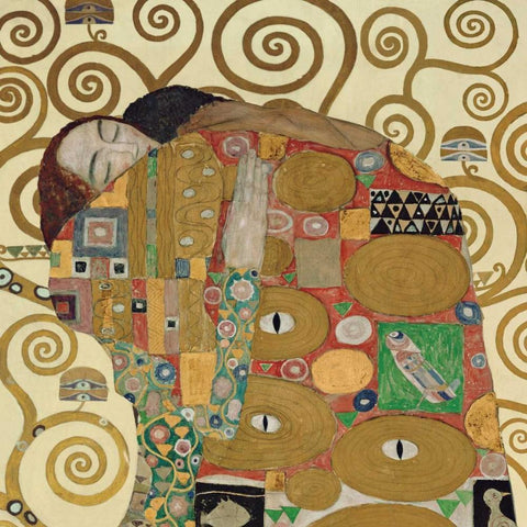 The Embrace White Modern Wood Framed Art Print by Klimt, Gustav